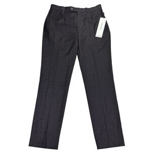 Calvin Klein Mens X Jace Slim Fit Stretch Plaid Suit Pants Navy Burgundy 34x32